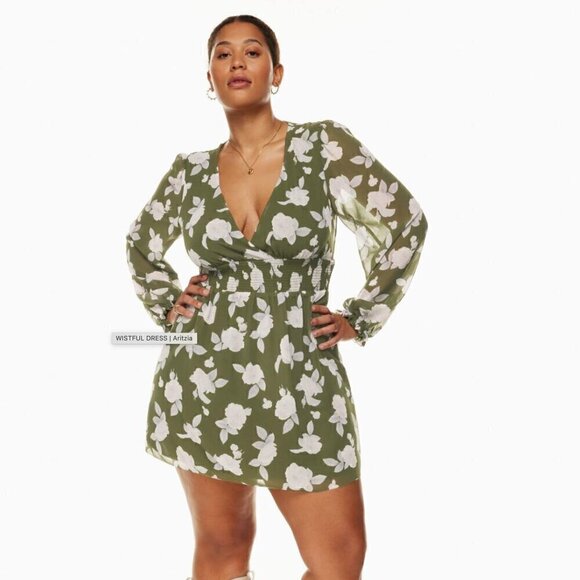 Aritzia Wilfred Wistful Dress Chiffon V-neck mini dress New Size Extra S… - Picture 1 of 9
